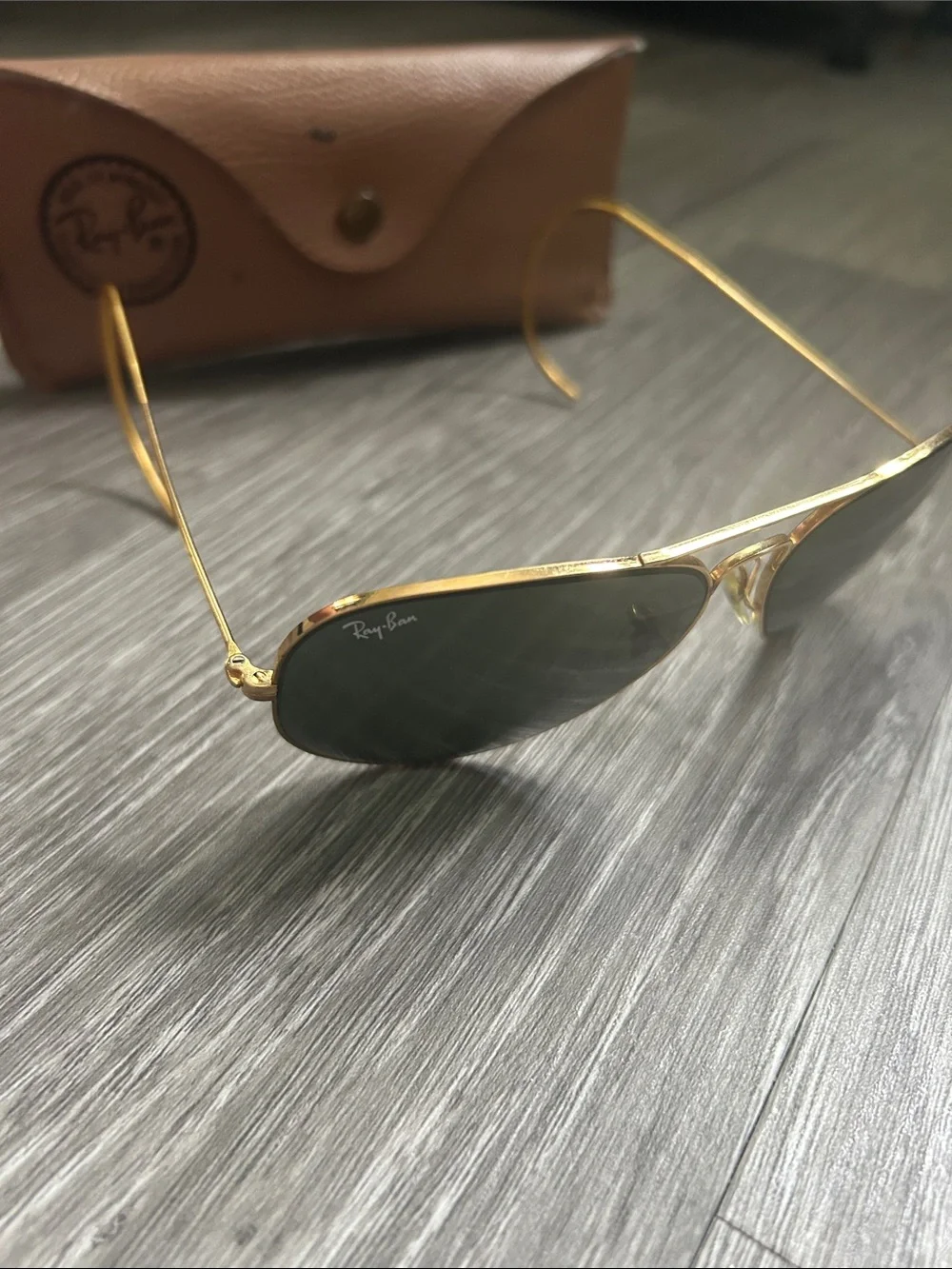 RARE Ray-Ban Gold Metal Outdoorsman Aviator Sunglasses 58 14
